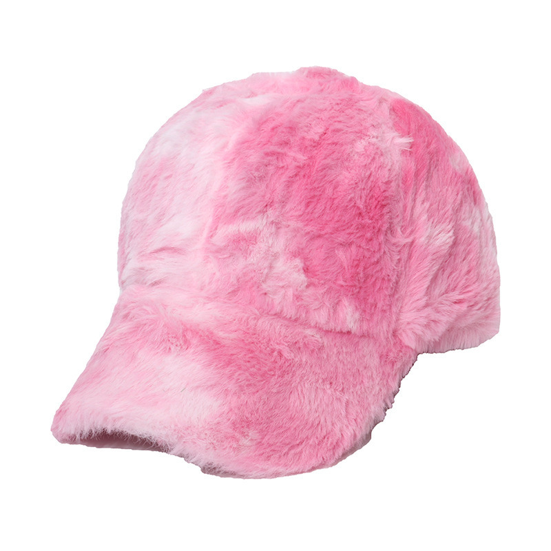 New Arrival Trendy Women Lady Winter Hat Fashion Leopard Tie Dye Pattern Baseball Cap Faux Fur Fluffy Soft Sports Cap