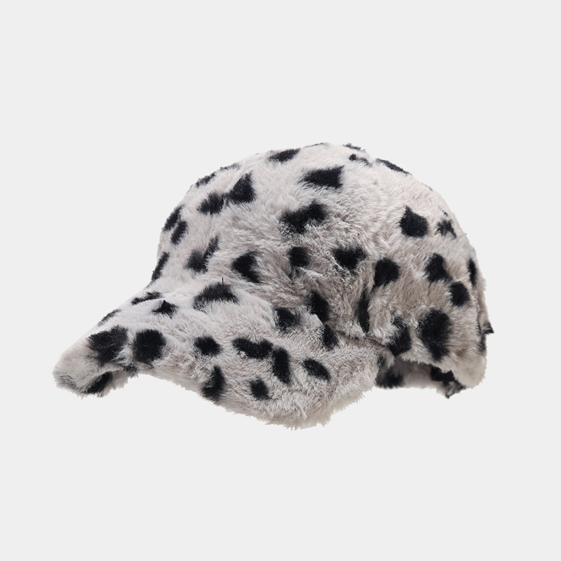 New Arrival Trendy Women Lady Winter Hat Fashion Leopard Tie Dye Pattern Baseball Cap Faux Fur Fluffy Soft Sports Cap