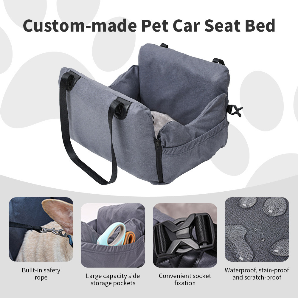 Custom made travel safety portable dog car booster seat bed