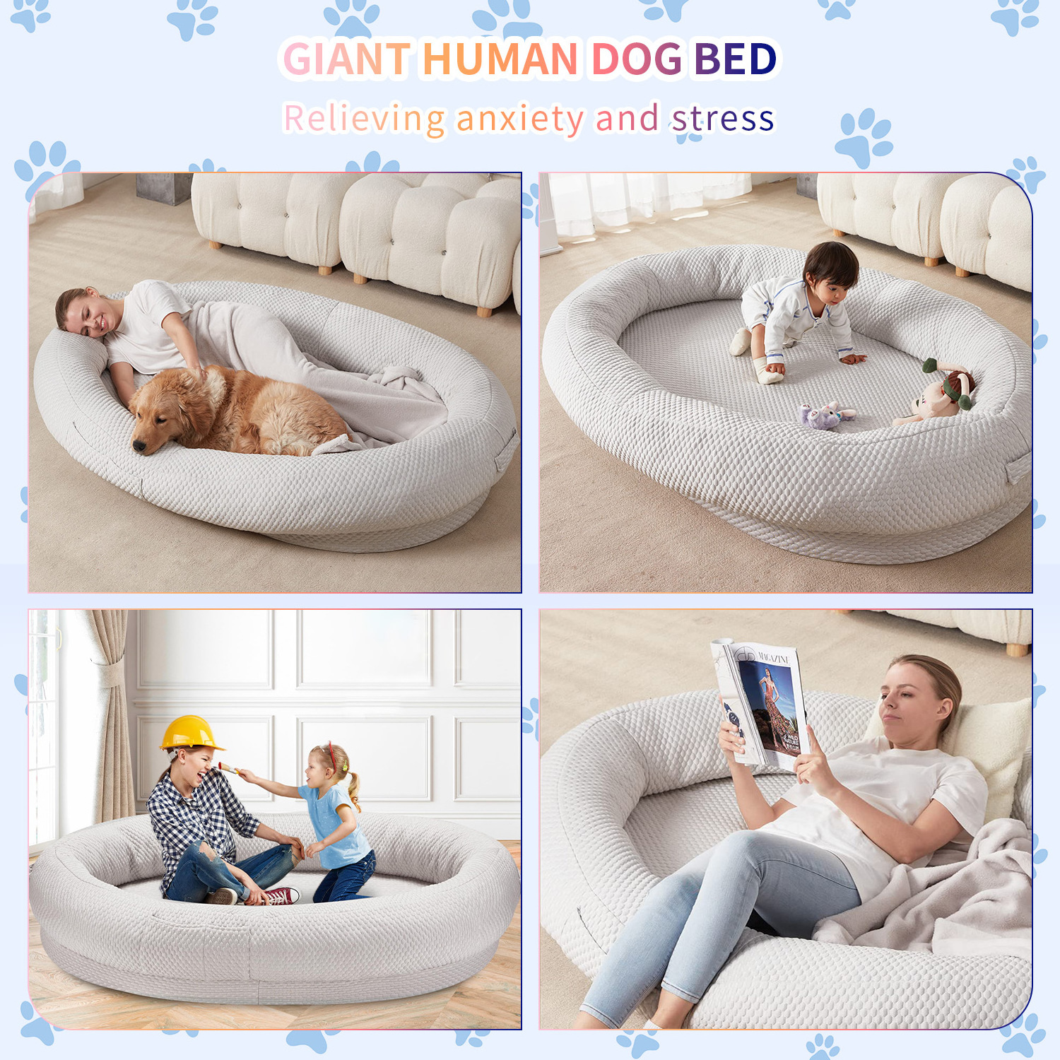 Hot selling xl xxl giant heavy duty extra large luxury super large sleep deeper human sized dog bed for humans