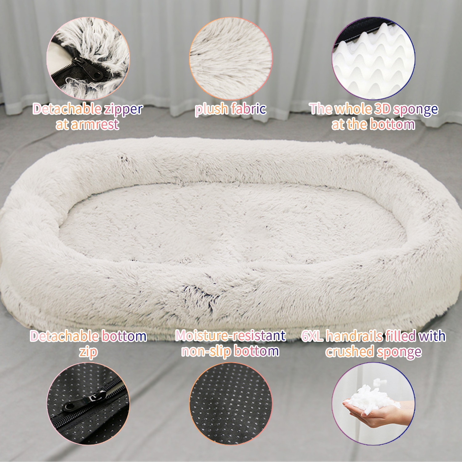 Wholesale luxury xl xxl big memory foam orthopedic heavy duty extra large human sized pet dog bed for people adults