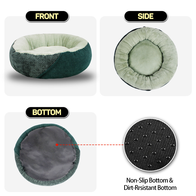 Custom customizable fluffy designer chew proof round donut Custom eco friendly luxury washable pet cat dog bed for indoor cats