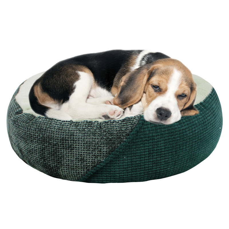 Custom customizable fluffy designer chew proof round donut Custom eco friendly luxury washable pet cat dog bed for indoor cats