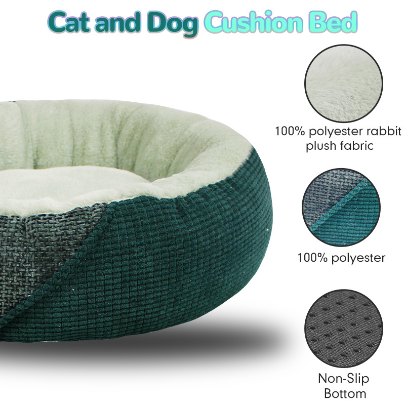 Custom customizable fluffy designer chew proof round donut Custom eco friendly luxury washable pet cat dog bed for indoor cats