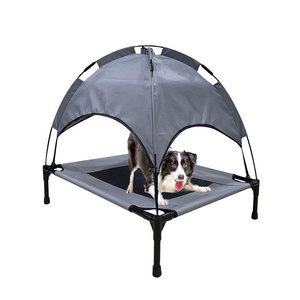 Hot selling chew proof adjustable camping waterproof cooling outdoor portable elevated dog pet cot bed with canopy