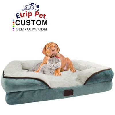 Custom made luxury large washable memory foam orthopedic pet dog bed sofa