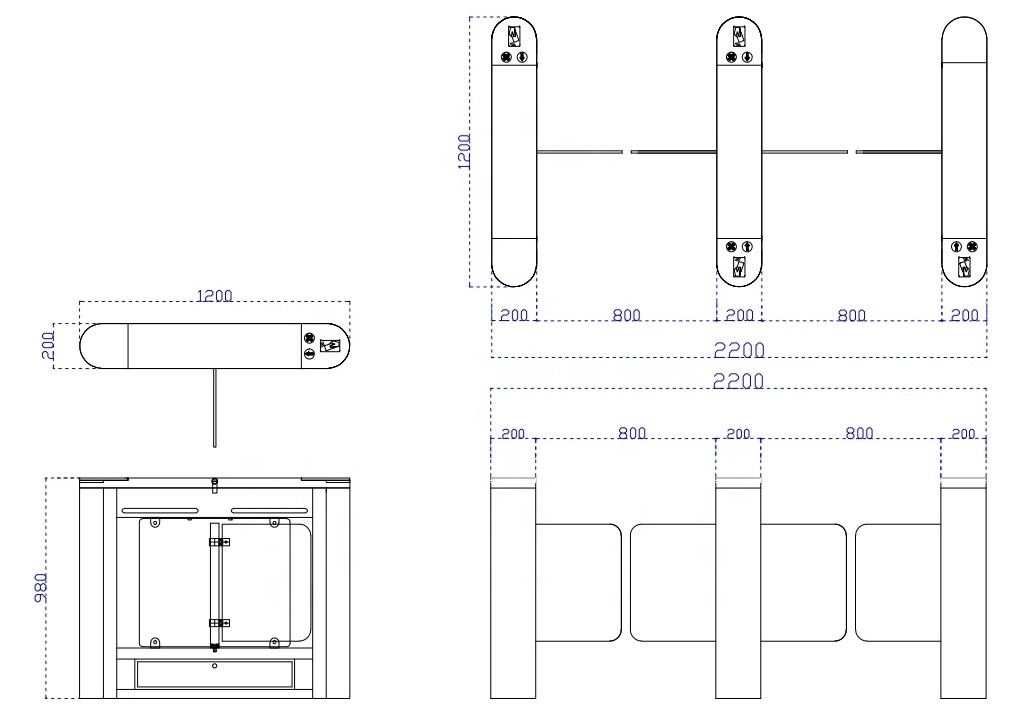 Rfid Swing Gate Barrier Access Control Swing Turnstile With Uhf Reader Optical Swing Turnstile Gate