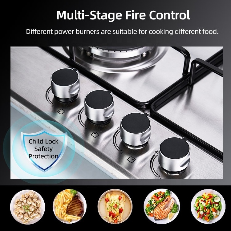 Low Pressure Desktop High Flame Stainless Steel Kitchen Cooking Gas Stove Gas Cooker