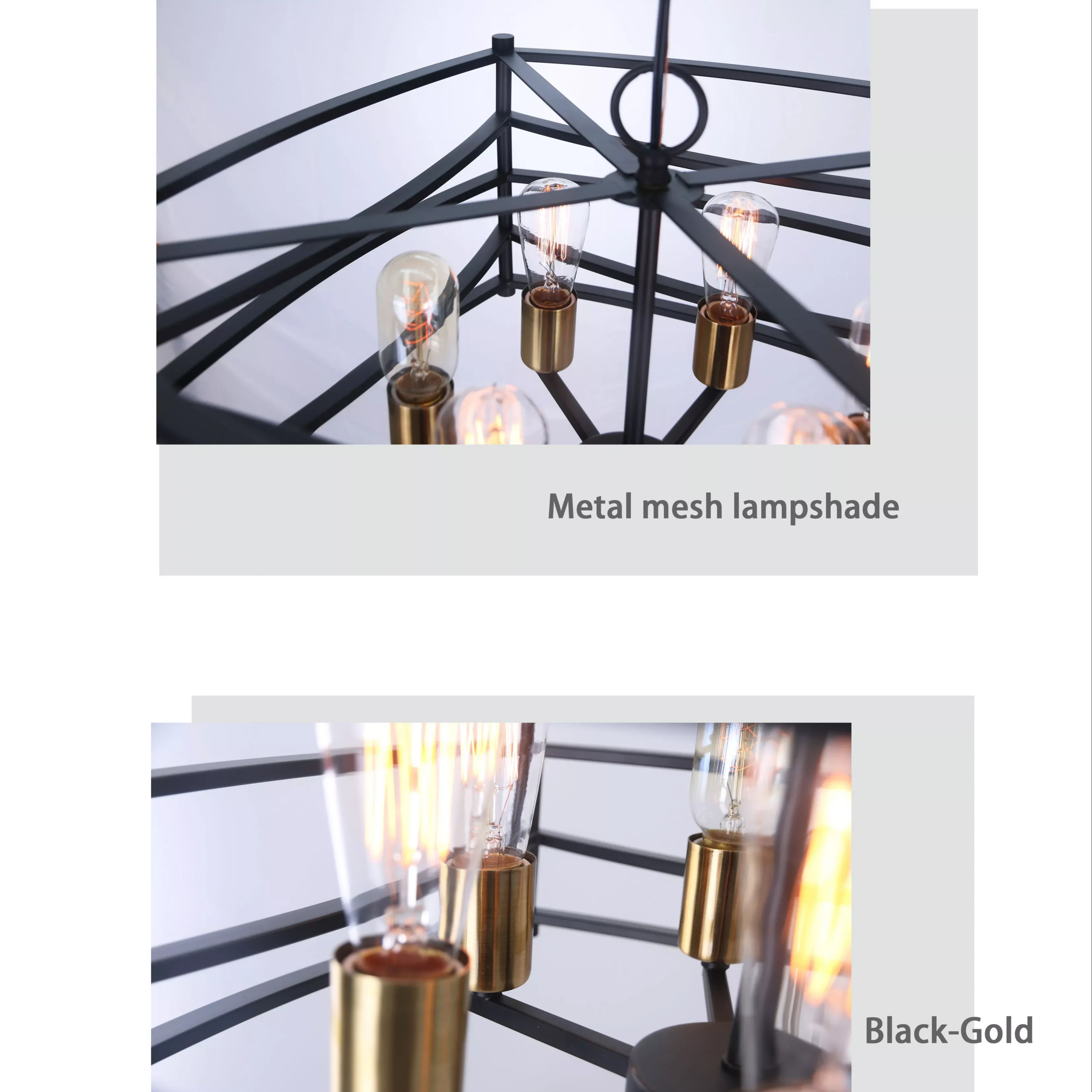 Living Room Decorative Pendant Light Black Iron Cage Light Pendant Modern Hanging Hotel Chandelier Ceiling