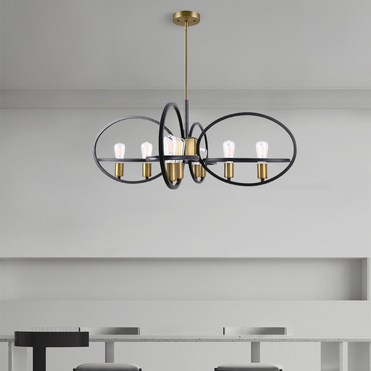 Factory Supply Custom Design Hanging Lamp Ceiling Light Pendant Nordic Modern Black And Gold Chandelier Ceiling Light