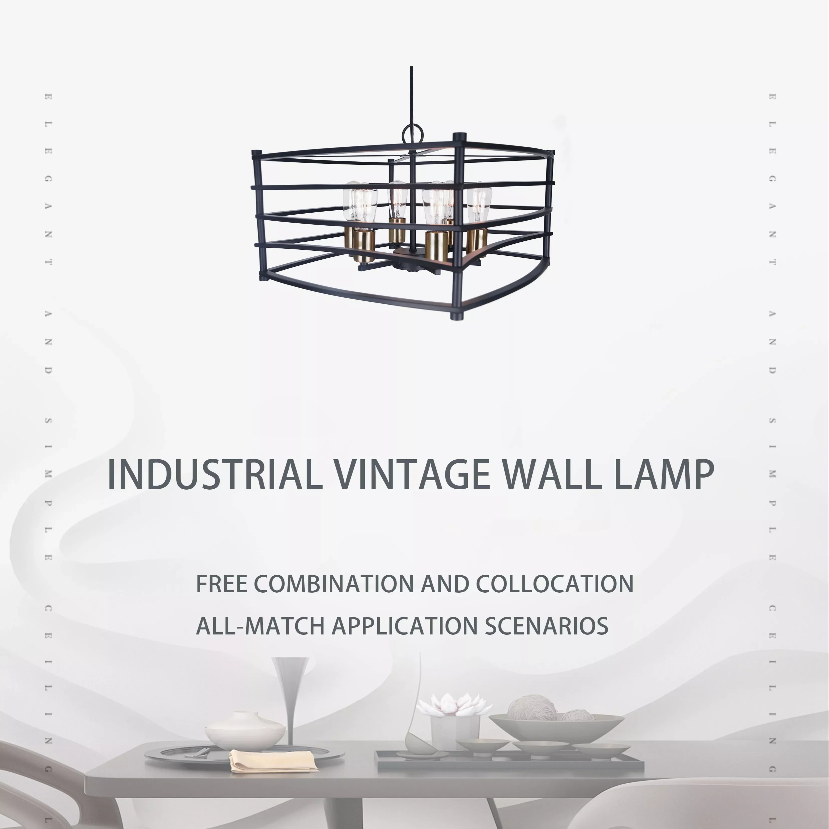 Living Room Decorative Pendant Light Black Iron Cage Light Pendant Modern Hanging Hotel Chandelier Ceiling