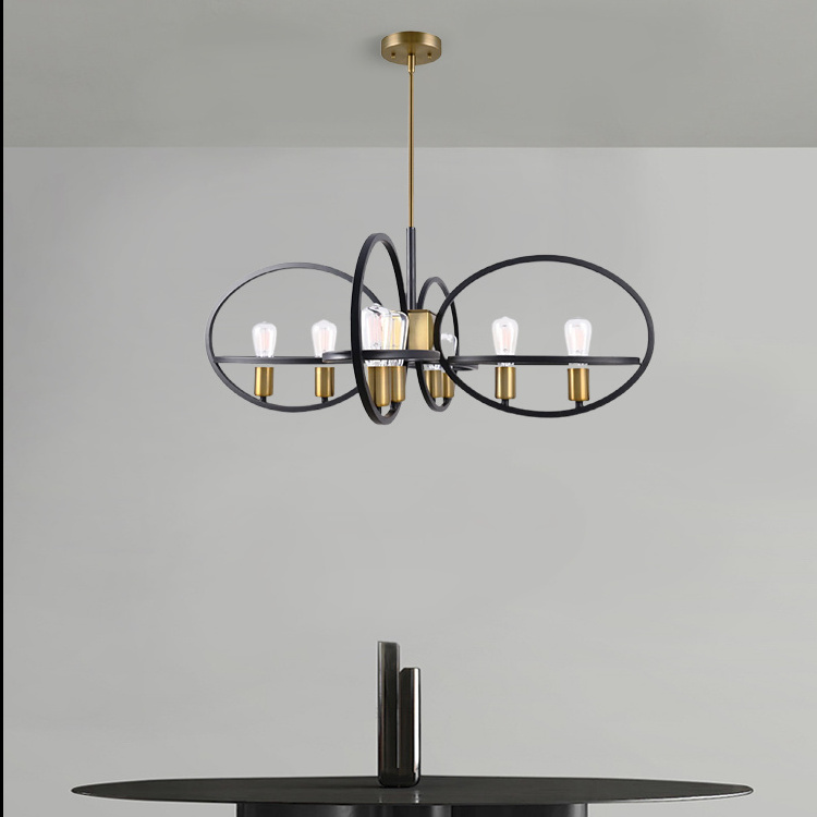 Factory Supply Custom Design Hanging Lamp Ceiling Light Pendant Nordic Modern Black And Gold Chandelier Ceiling Light