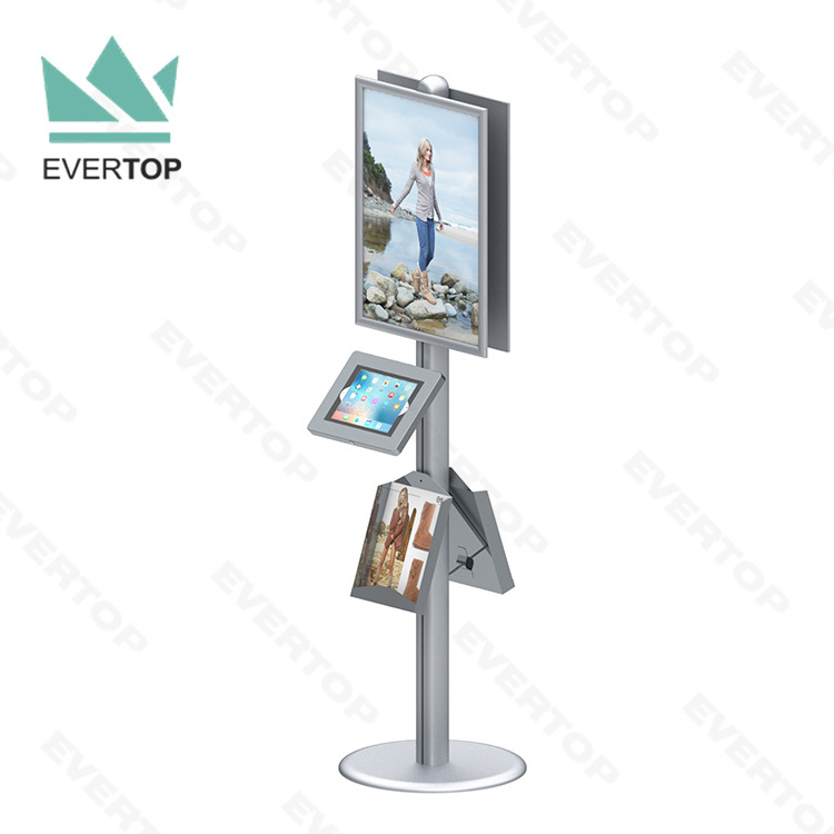 LSF04-C Trade Show Kiosk Display Stand Tablet Security Display Floor Stand, Display for iPad Security Stand with Poster Frame