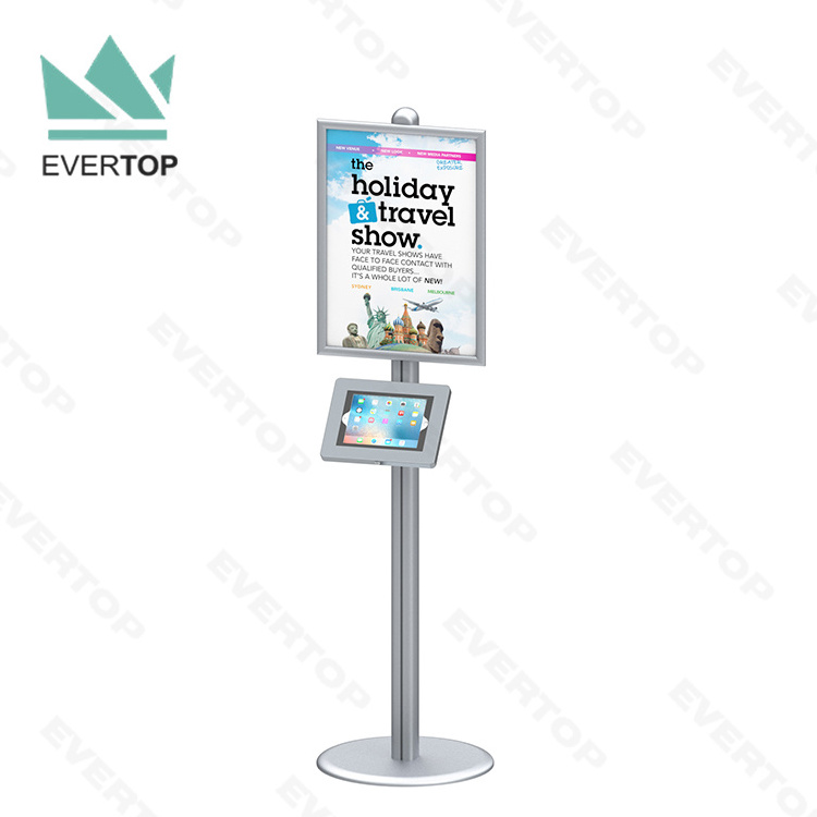 LSF04-C Trade Show Kiosk Display Stand Tablet Security Display Floor Stand, Display for iPad Security Stand with Poster Frame