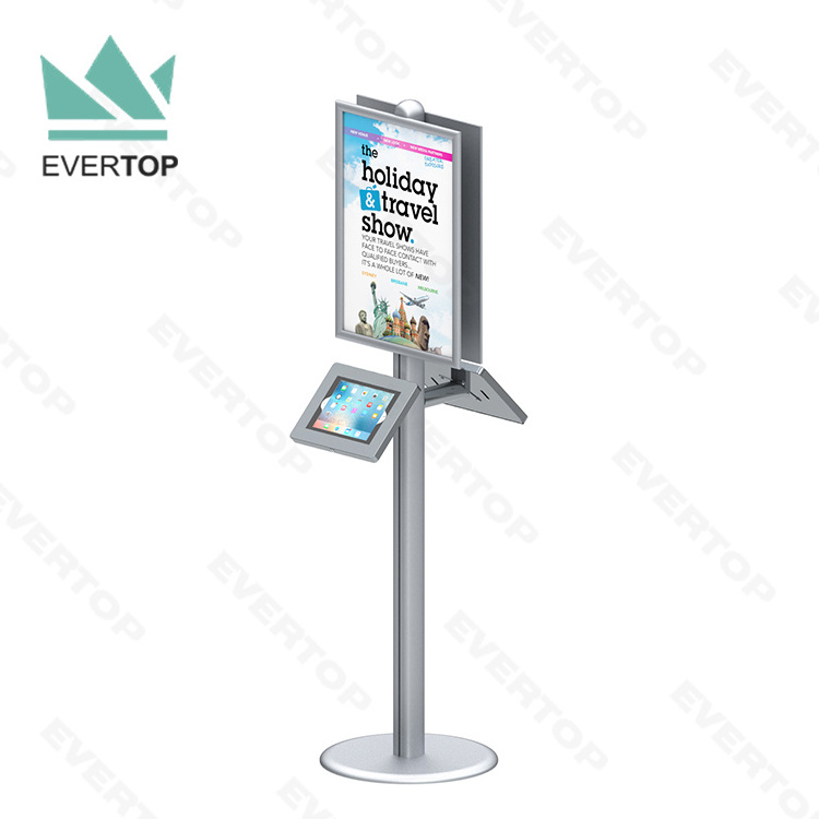 LSF04-C Trade Show Kiosk Display Stand Tablet Security Display Floor Stand, Display for iPad Security Stand with Poster Frame