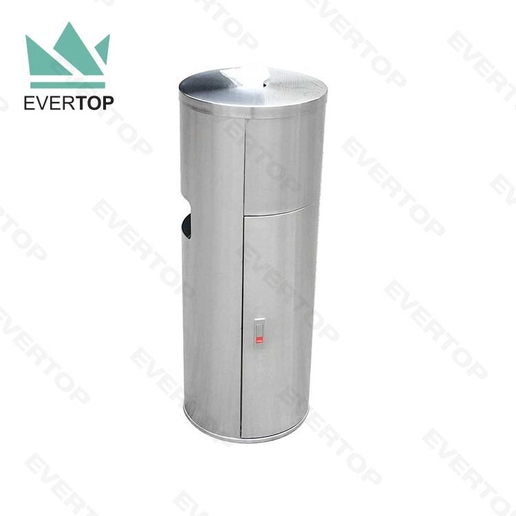 DB-35SW  Stainless Steel Bathroom Wet Napkin Dispenser 9 Gallon Stainless Steel Trash Can with Sanitizer Gym Wipe Dispenser