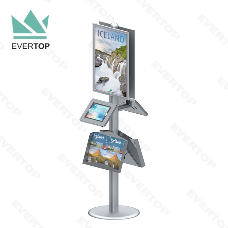 LSF04-C Trade Show Kiosk Display Stand Tablet Security Display Floor Stand, Display for iPad Security Stand with Poster Frame