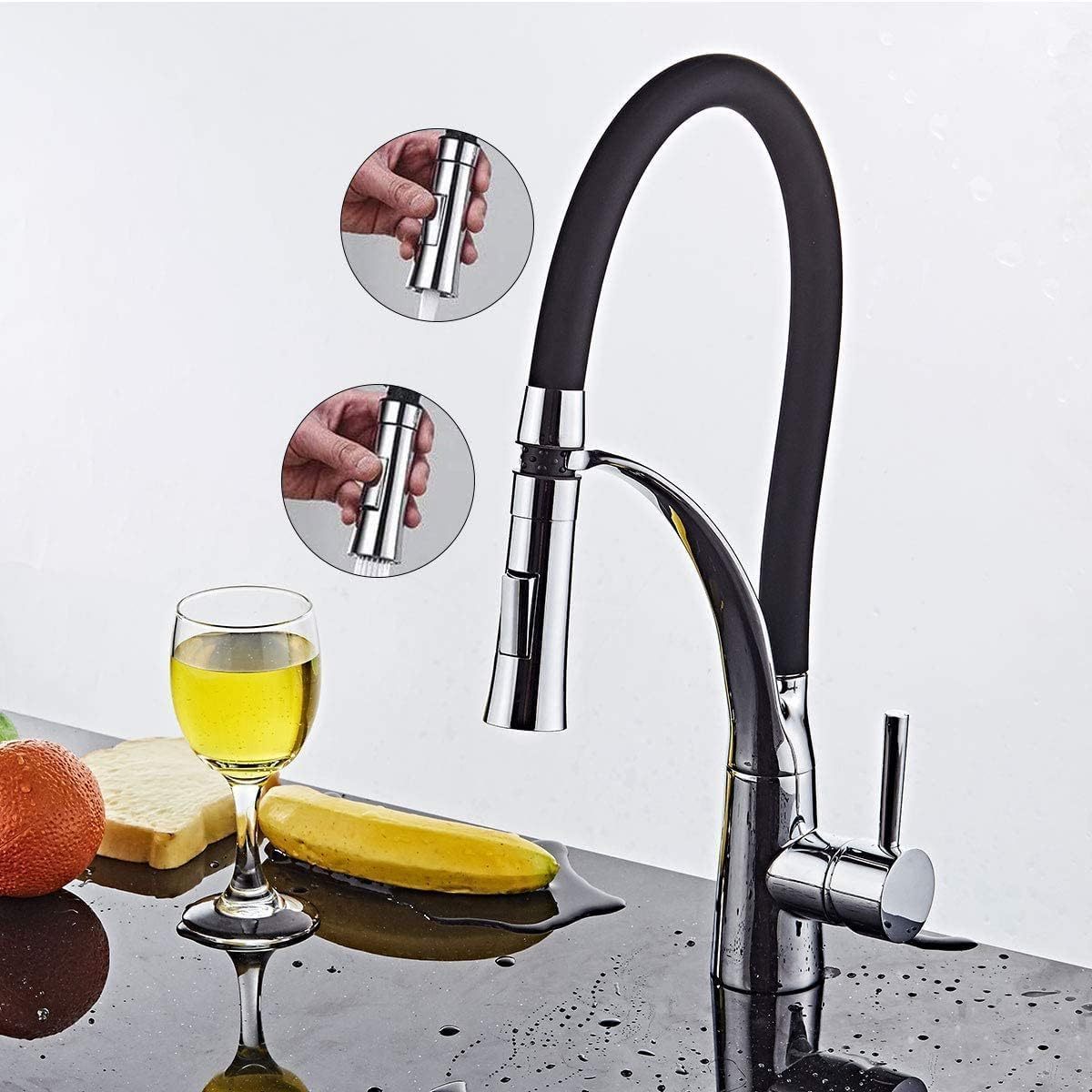 EVOMAX Morden Dual Mode Kitchen Faucet With Sprayer Stainless Steel Brass Zinc Contemporary Kitchen Faucet