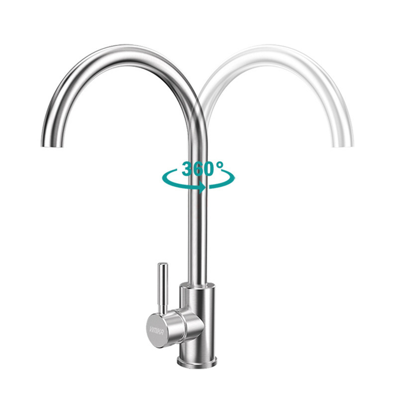 EVOMAX Classic Brushed Surface Single Handle Kitchen Mixer Taps With Soft Water Stainless Steel Faucet In Kitchen