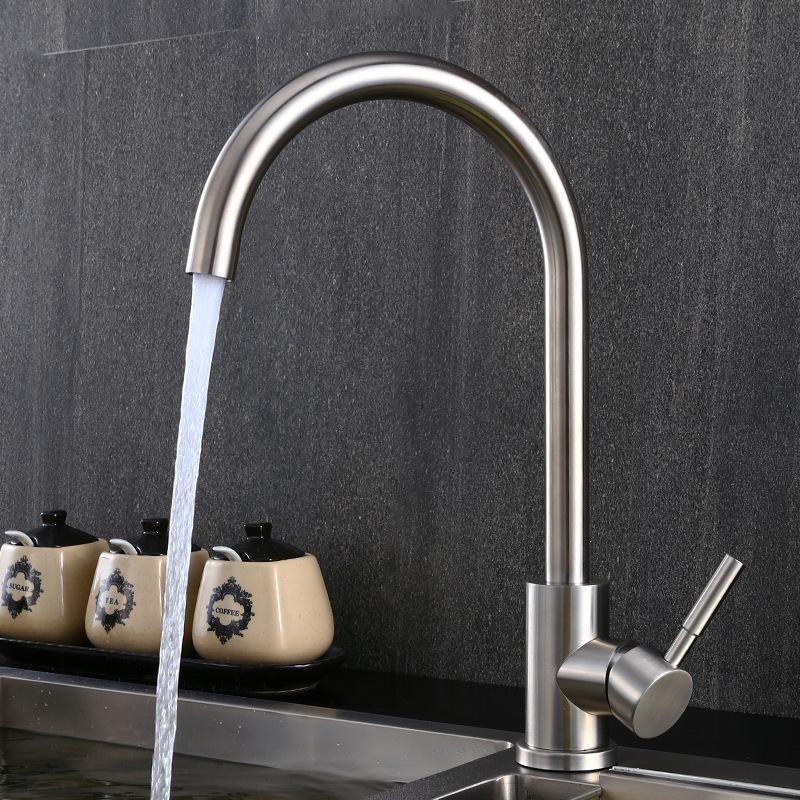 EVOMAX Classic Brushed Surface Single Handle Kitchen Mixer Taps With Soft Water Stainless Steel Faucet In Kitchen