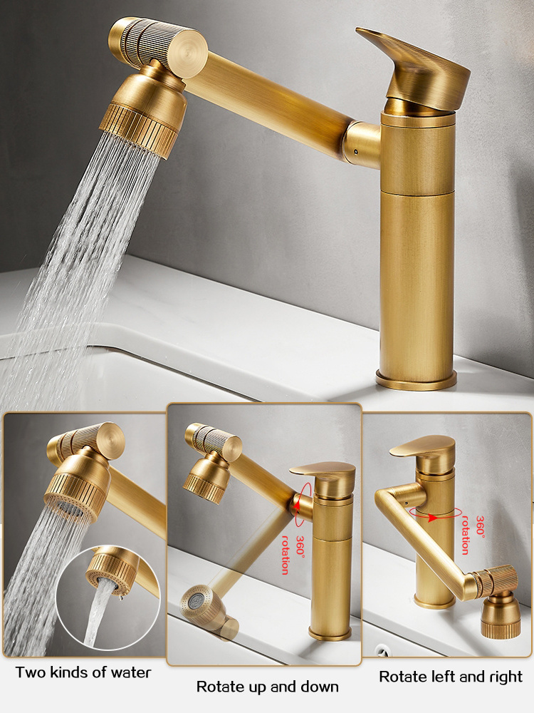 Universal 1080 Degree Swivel Robotic Arm Faucet Brass Bathroom Sink Extension Faucet Rotatable Multifunctional Extension Faucet