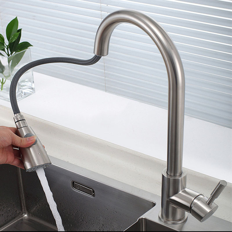 EVOMAX Kitchen Faucet Stainless Steel 304 Water Tap Modern Kitchen Taps Pull Out Sprayer Kitchen Mixer Sink Faucets