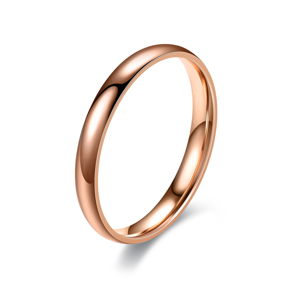 Women ring rose gold plated glossy titanium steel Korean style couple ring niche high grade fashion simple tail ring