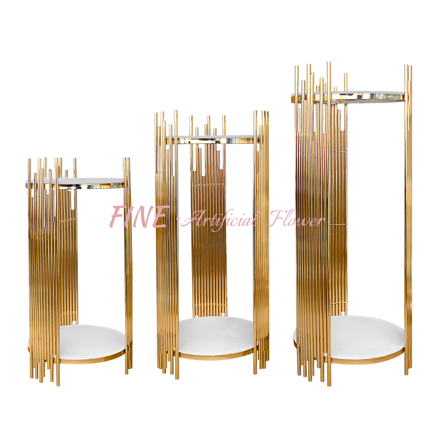 Wholesale walkway stand set wedding wedding entrance decoration walkway round road lead cake table gold plating flower stand