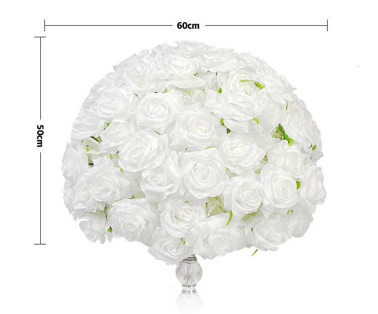 FW hot sale silk Artificial White Rose Flower ball wedding Centerpieces decoration white silk flower kissing ball