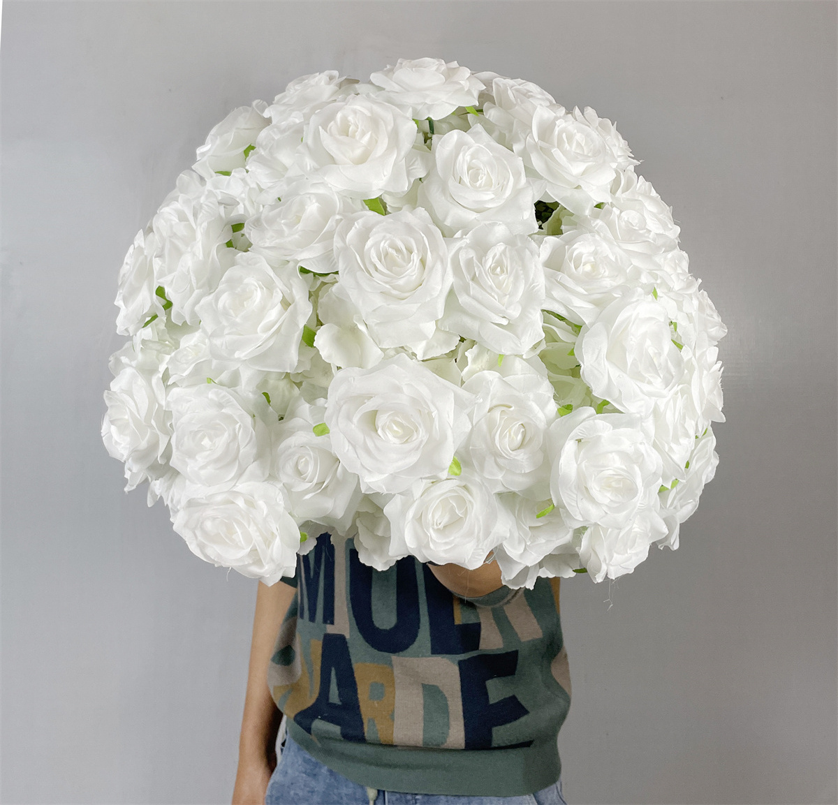 FW hot sale silk Artificial White Rose Flower ball wedding Centerpieces decoration white silk flower kissing ball