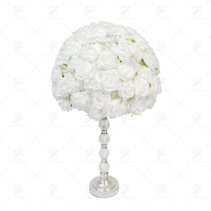 FW hot sale silk Artificial White Rose Flower ball wedding Centerpieces decoration white silk flower kissing ball