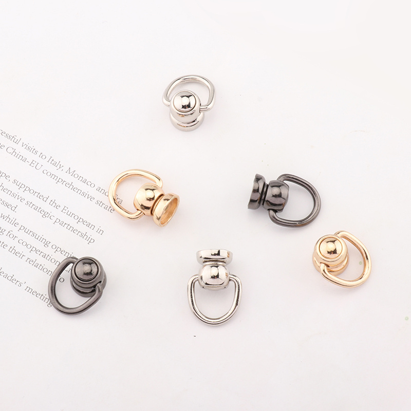 Monk Head Rotating Nail with Small D Ring Brass Round Screw Rivet Side Circularbucklemetalring Pacifier Nail Clip Rivets