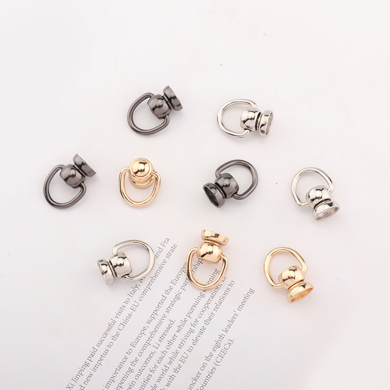 Monk Head Rotating Nail with Small D Ring Brass Round Screw Rivet Side Circularbucklemetalring Pacifier Nail Clip Rivets