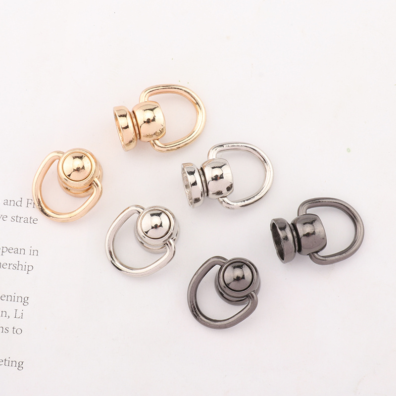 Monk Head Rotating Nail with Small D Ring Brass Round Screw Rivet Side Circularbucklemetalring Pacifier Nail Clip Rivets