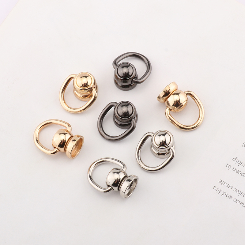 Monk Head Rotating Nail with Small D Ring Brass Round Screw Rivet Side Circularbucklemetalring Pacifier Nail Clip Rivets