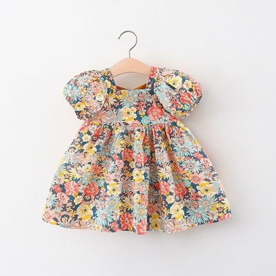 0-3Yrs Newborn Girls Floral Dress Korean Style Summer Kids Girls Dress Short Sleeve Princess Party Dress For Baby Girls