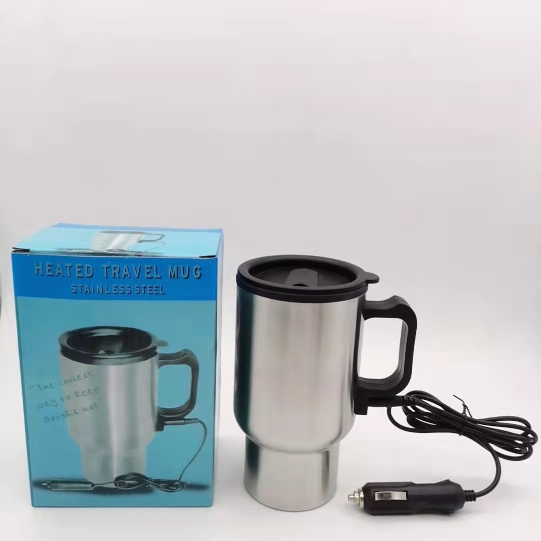 FS255 500ML 12V Car Vehicle Heating Stainless Steel Water Cup Kettle Coffee Heated Mug thermos thermal mug circles thermos