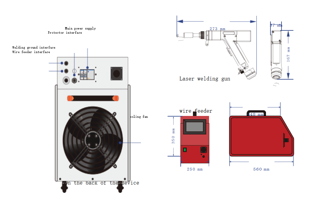 1000W1500W 2000W 3000W Handheld fiber laser welding machine portable laser welder for Metal hand welding