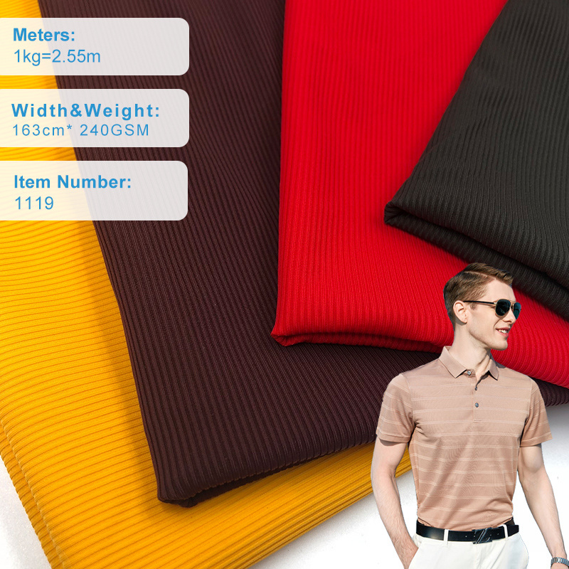 Factory Custom Thick 2*2 rib knit 240gsm cotton spandex stretch fabric for hoodie cuff collar hem