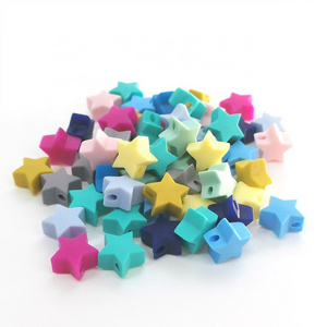 Bulk  small pentagram silicone beads teething beads pvc jewellery charms For Bracelet Making For Baby Pacifier