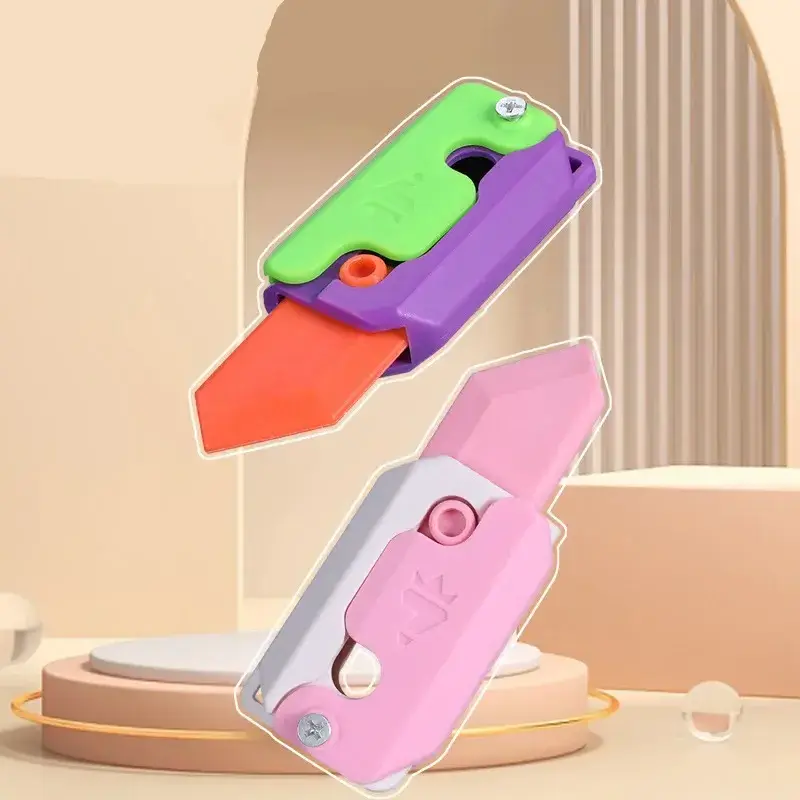 2023 Hot Sale Straight Jump Mini Model Student Prize Pendant Cute Decompression Toy 3d Gravity Radish Knife