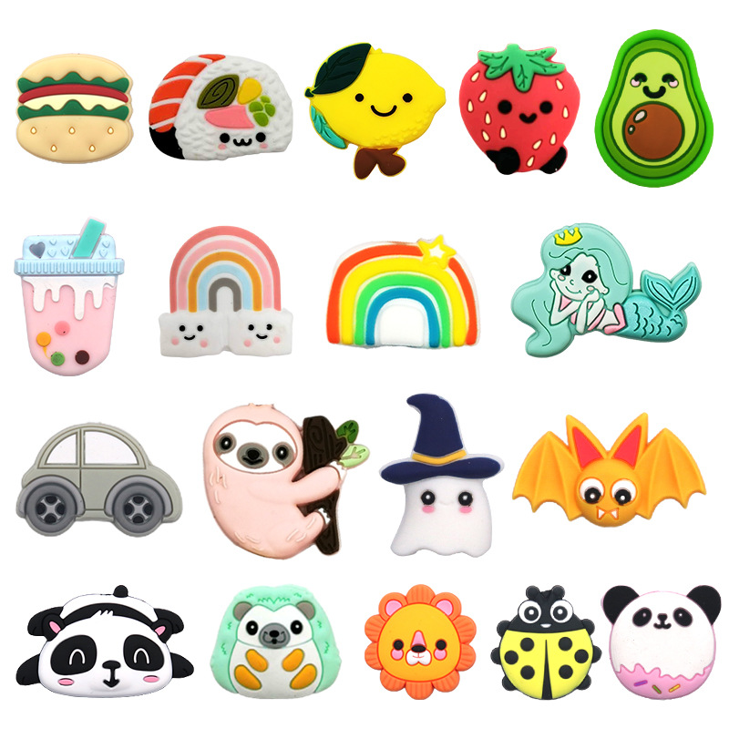 Custom Wholesale Diy Baby Food Grade Soft Silicone Teether Beads Chew Character Silicone Focal Beads For Pens Making