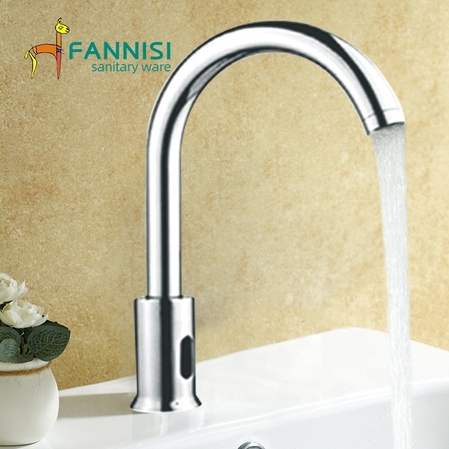 T325 Fannisi factory direct sales swan neck water saving bathroom wc faucet auto tap brass sensor tap for kitchen