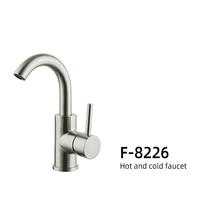 Single handle 304 stainless steel brushed small kitchen faucet silver