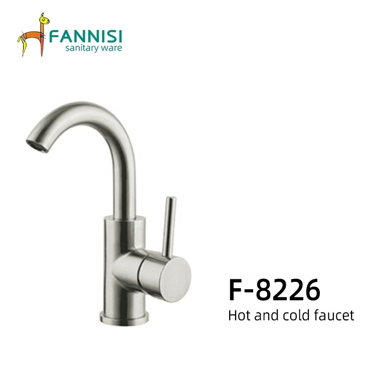 Single handle 304 stainless steel brushed small kitchen faucet silver