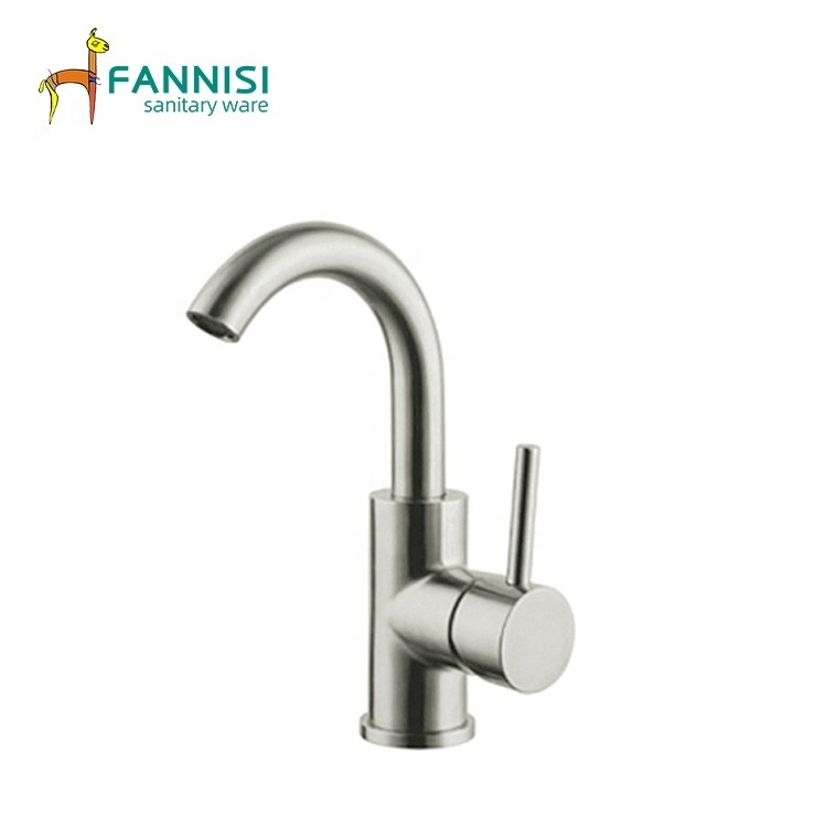 Single handle 304 stainless steel brushed small kitchen faucet silver