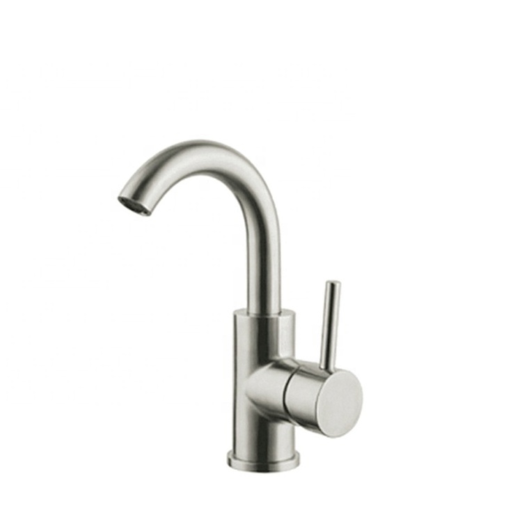 Single handle 304 stainless steel brushed small kitchen faucet silver