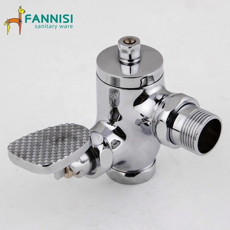 Fitting Flush Valve Foot Operated Flushometer WC Pedal Foot Step Flush Valve for Toilets