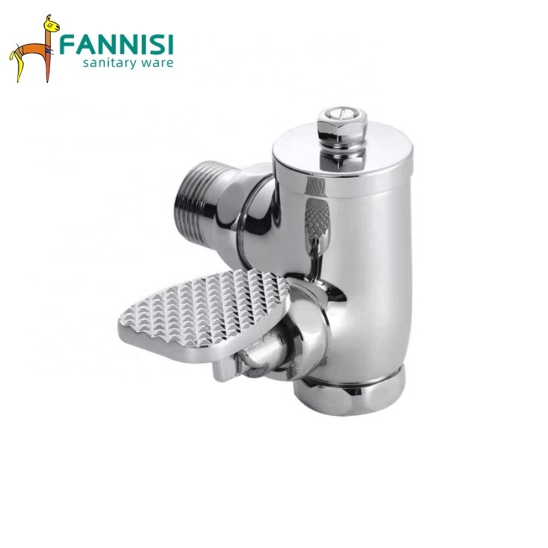 Fitting Flush Valve Foot Operated Flushometer WC Pedal Foot Step Flush Valve for Toilets