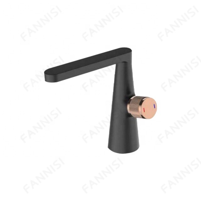 Matte black silver single lever waterfall bathroom basin rose gold faucet